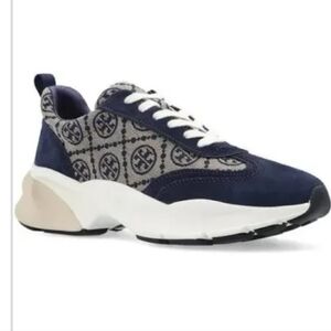 Tory Burch T Monogram Good Luck Trainer Sneakers Navy Size 4 women